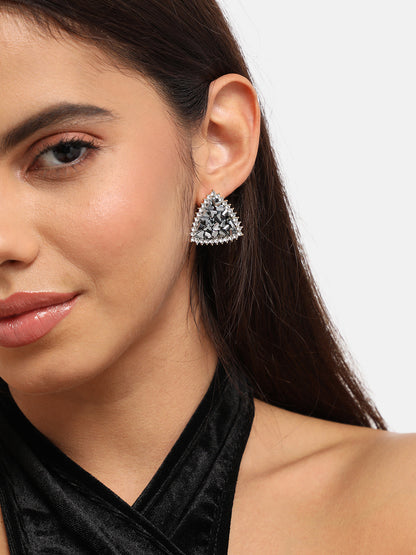 Silver-Plated Contemporary Stud Earrings