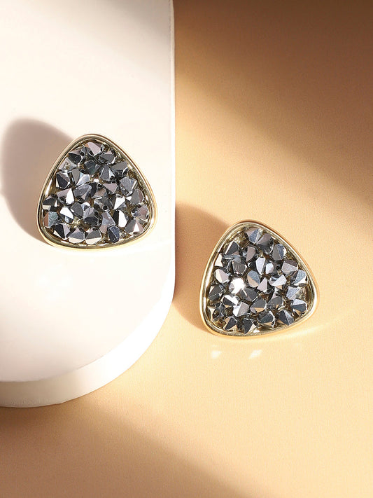 Gold Plated Stone Studded Studs Earrings