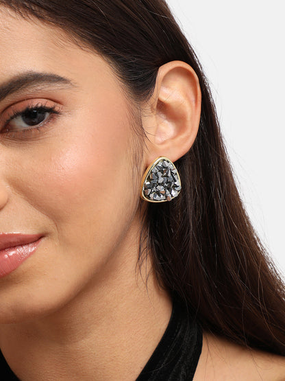 Gold Plated Stone Studded Studs Earrings