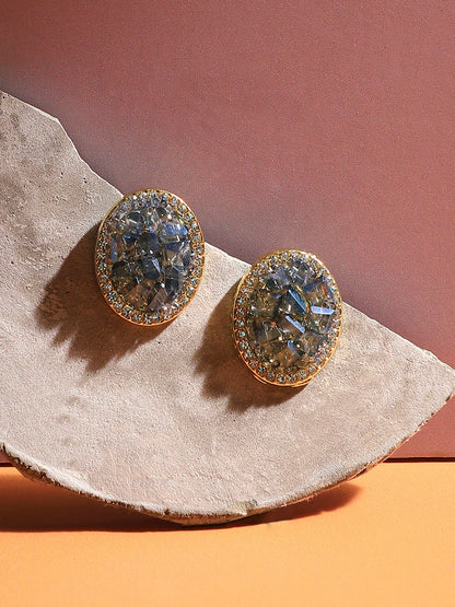 Gold-Plated Contemporary Studs Earrings