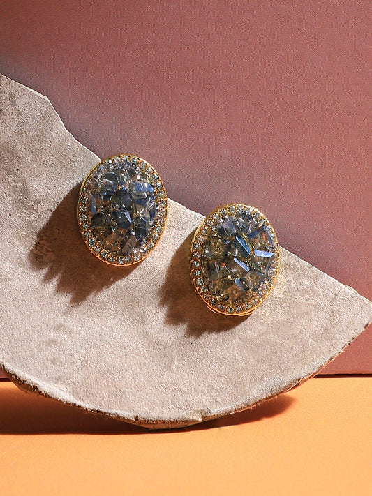 Gold-Plated Contemporary Studs Earrings