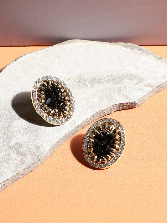 Gold-Plated Contemporary Studs Earrings