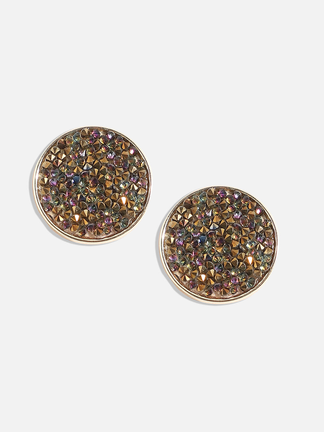 Gold-Plated Circular Antique Contemporary Stud Earrings