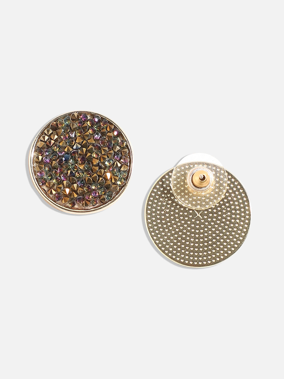 Gold-Plated Circular Antique Contemporary Stud Earrings