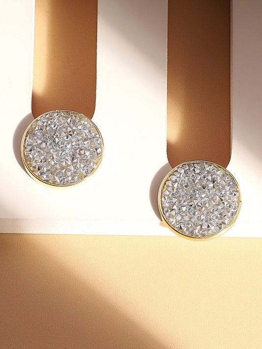 Gold-Plated Alloy Artificial Stones Studs Earrings