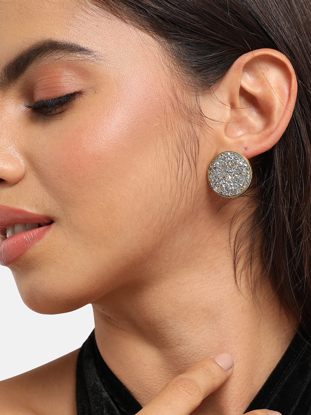 Gold-Plated Alloy Artificial Stones Studs Earrings