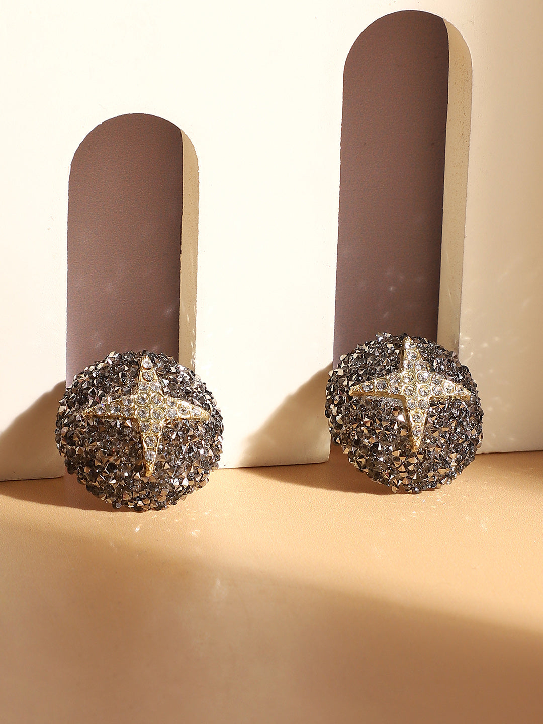 Gold-Plated Contemporary Stud Earrings