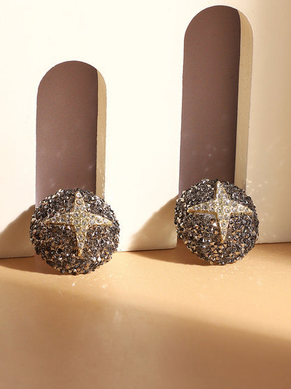 Gold-Plated Contemporary Stud Earrings