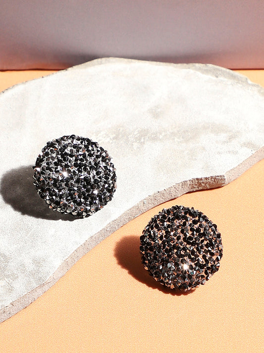 Silver-Plated Artificial Stones Studs Earrings