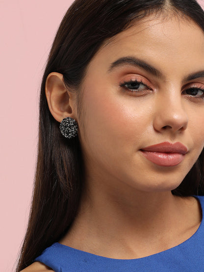 Silver-Plated Artificial Stones Studs Earrings