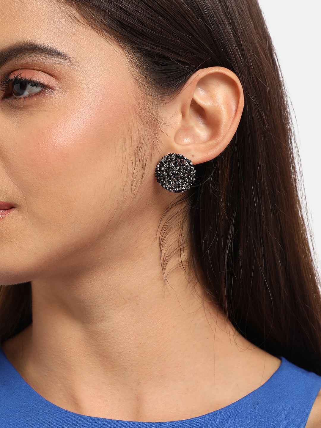 Silver-Plated Artificial Stones Studs Earrings
