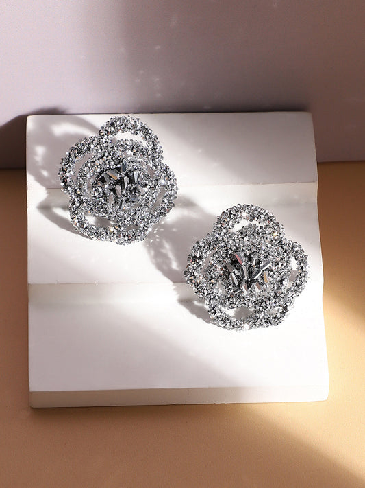 Silver-Plated Contemporary Stud Earrings
