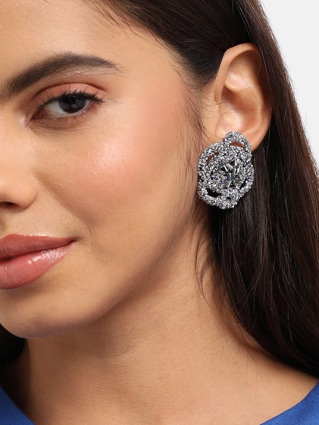 Silver-Plated Contemporary Stud Earrings