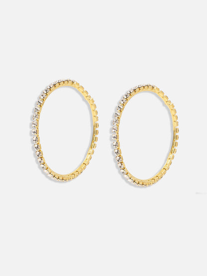 Gold-Plated Crystals-Studded Hoop Earrings