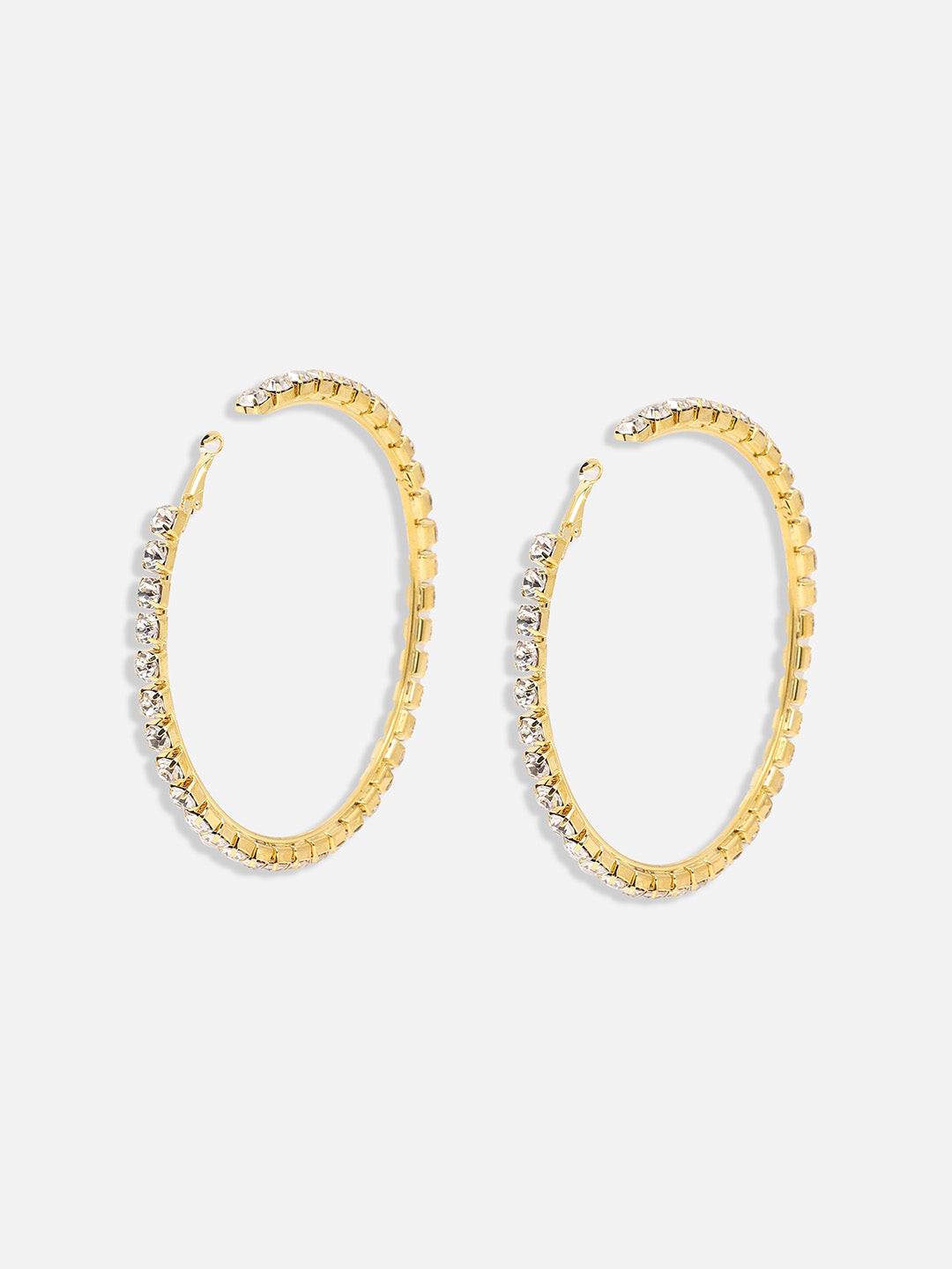 Gold-Plated Crystals-Studded Hoop Earrings