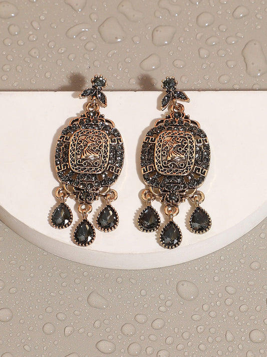 Gold-Plated Contemporary Antique Drop Earrings