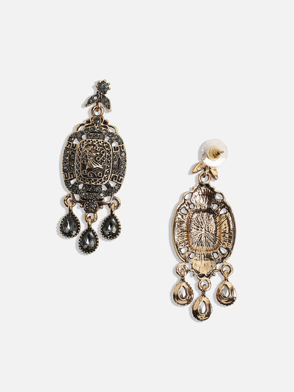 Gold-Plated Contemporary Antique Drop Earrings