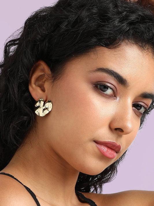 Gold-Plated Contemporary Studs Earrings