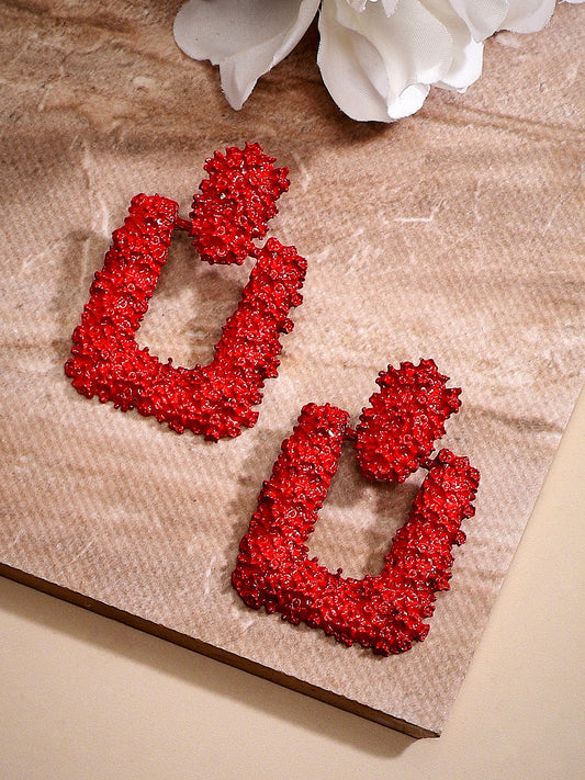Textured Geometric-Shaped Drop Earrings -