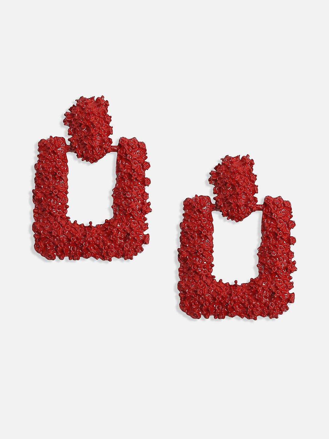 Textured Geometric-Shaped Drop Earrings -