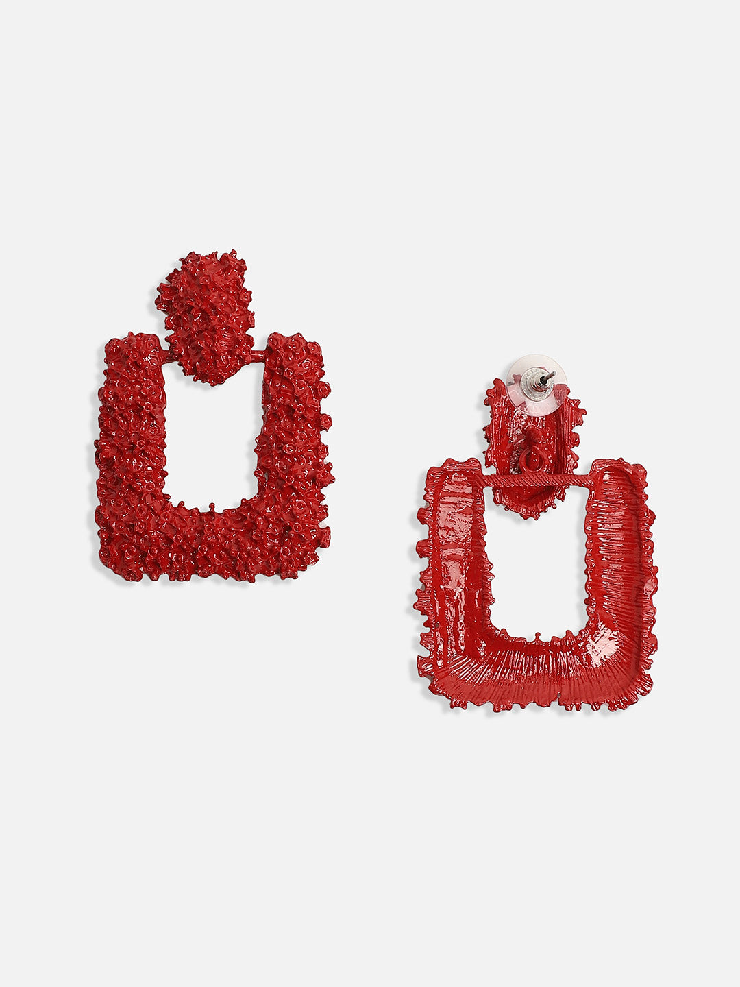 Textured Geometric-Shaped Drop Earrings -