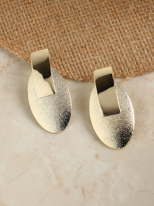 Gold-Plated Geometric-Shaped Drop Earrings