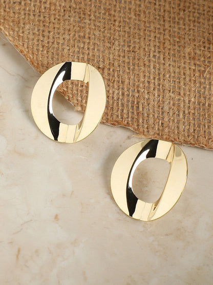 Gold-Plated Circular Studs Earrings