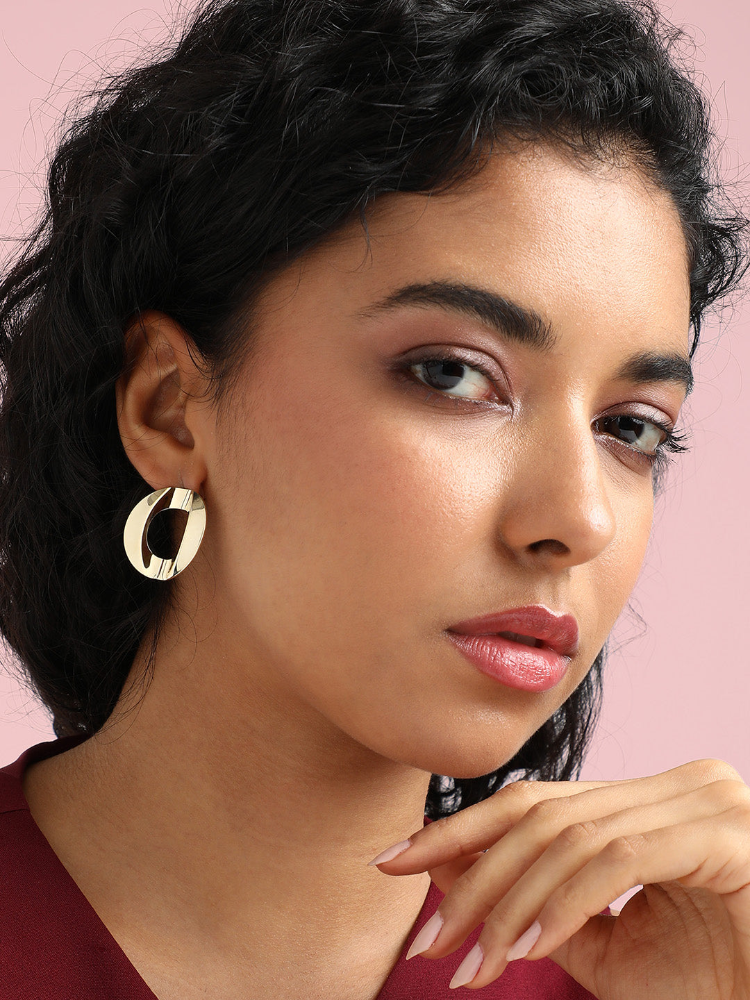Gold-Plated Circular Studs Earrings