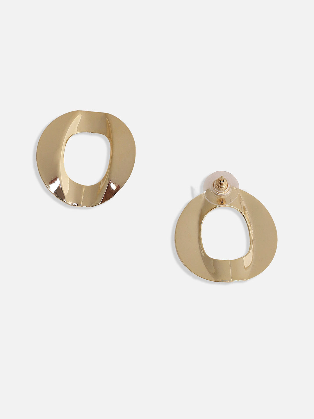 Gold-Plated Circular Studs Earrings