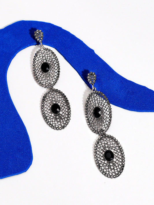 Silver-Plated Contemporary Drop Earrings