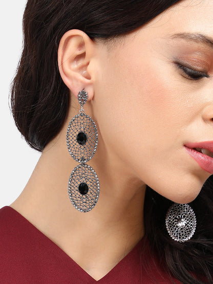 Silver-Plated Contemporary Drop Earrings