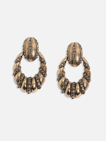 Gold-Plated Contemporary Drop Earrings