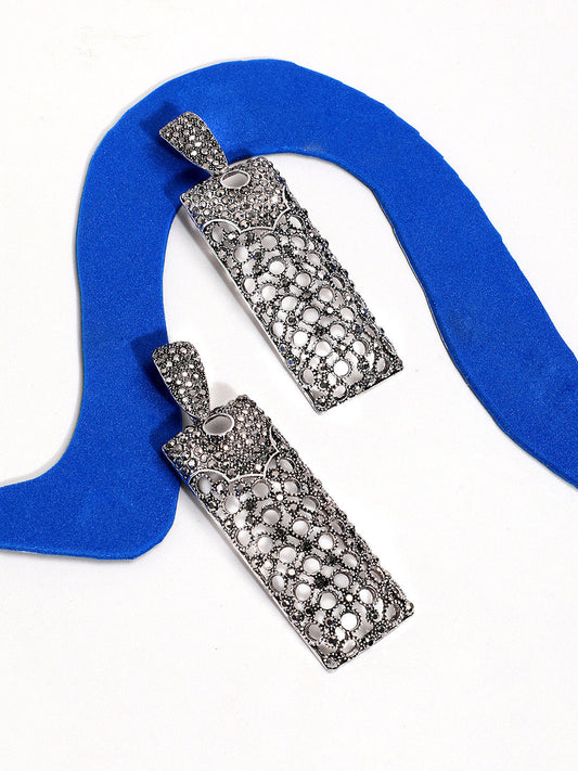 Silver-Plated Contemporary Drop Earrings