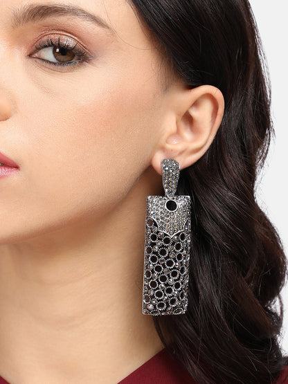 Silver-Plated Contemporary Drop Earrings