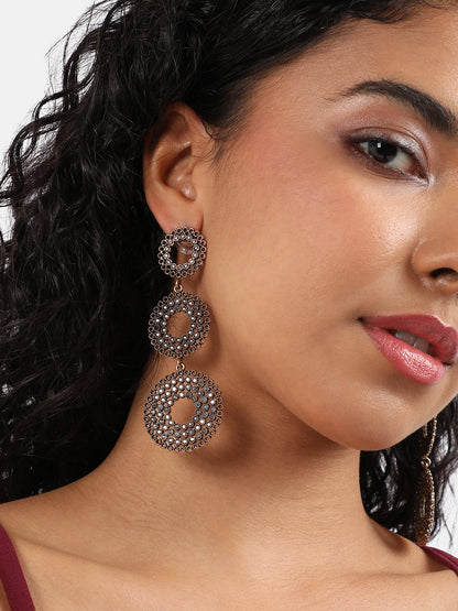 Gold-Plated Circular Drop Earrings