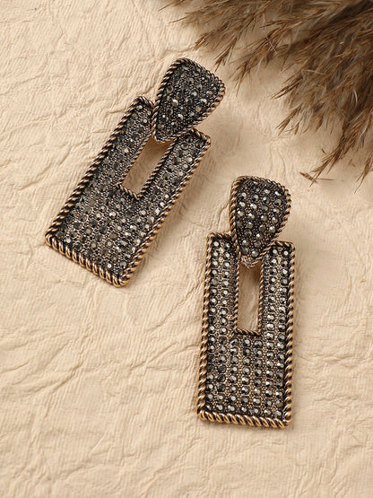 Gold-Plated Geometric Shaped Drop Earrings