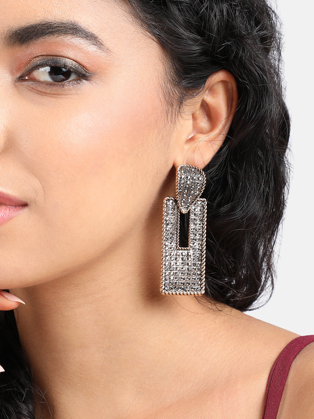 Gold-Plated Geometric Shaped Drop Earrings