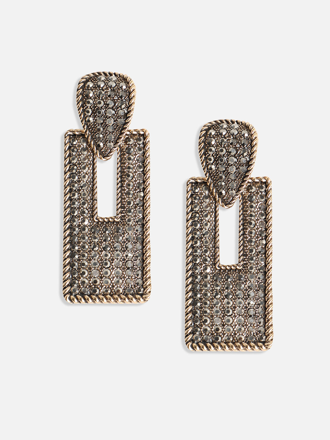 Gold-Plated Geometric Shaped Drop Earrings