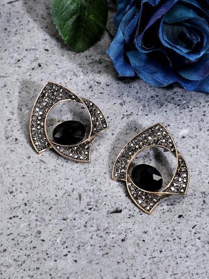 Gold-Plated Artificial Stones Contemporary Studs Earrings