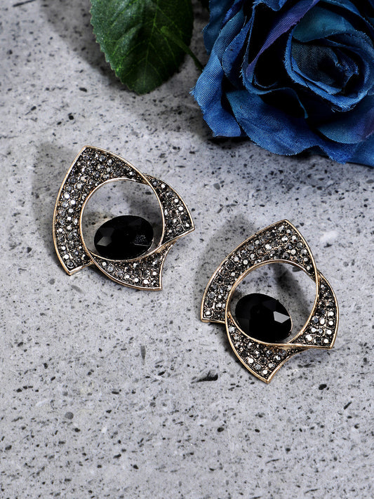 Gold-Plated Artificial Stones Contemporary Studs Earrings