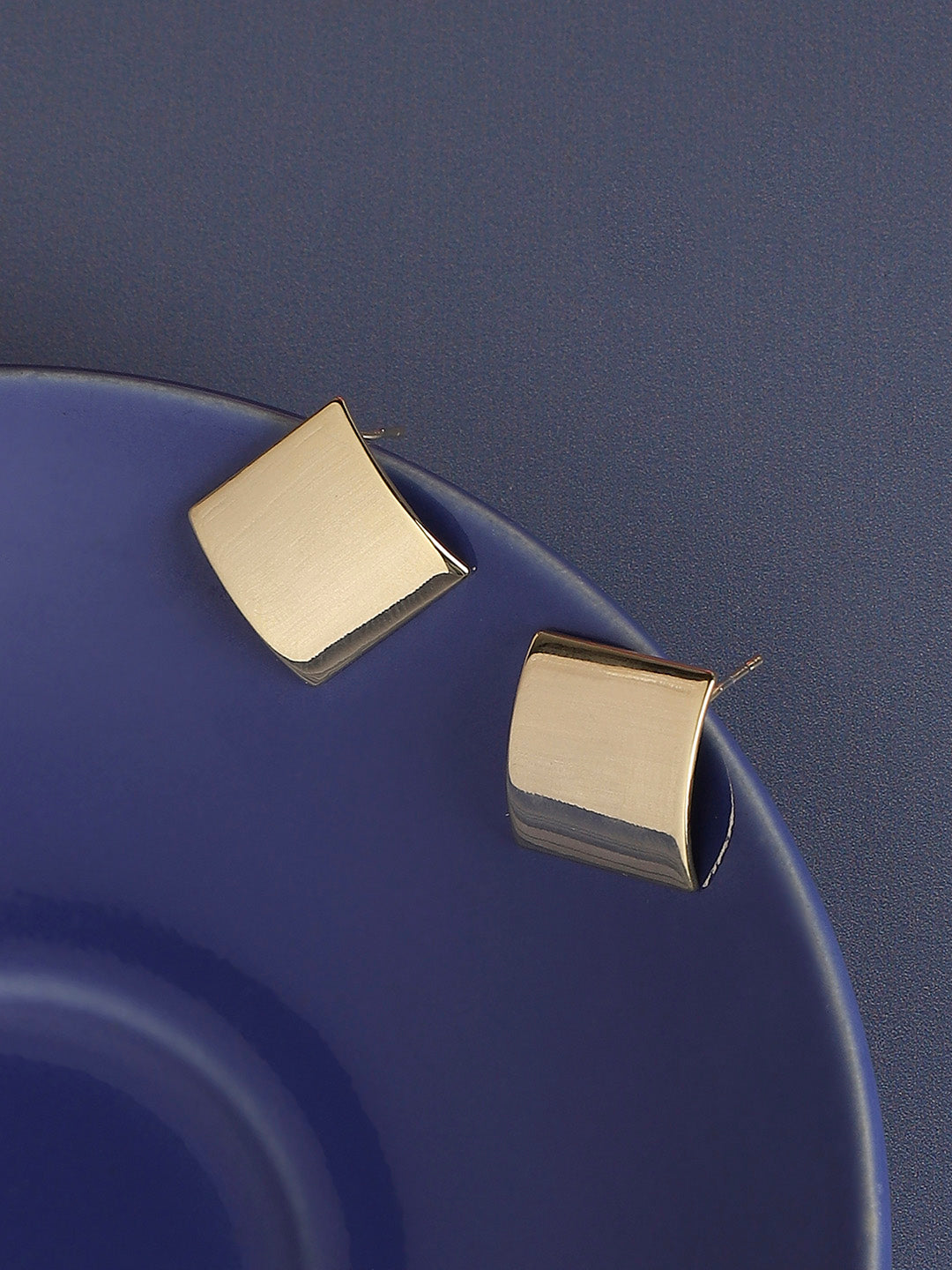 Gold-Plated Contemporary Stud Earrings