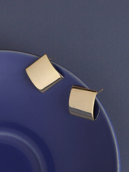Gold-Plated Contemporary Stud Earrings