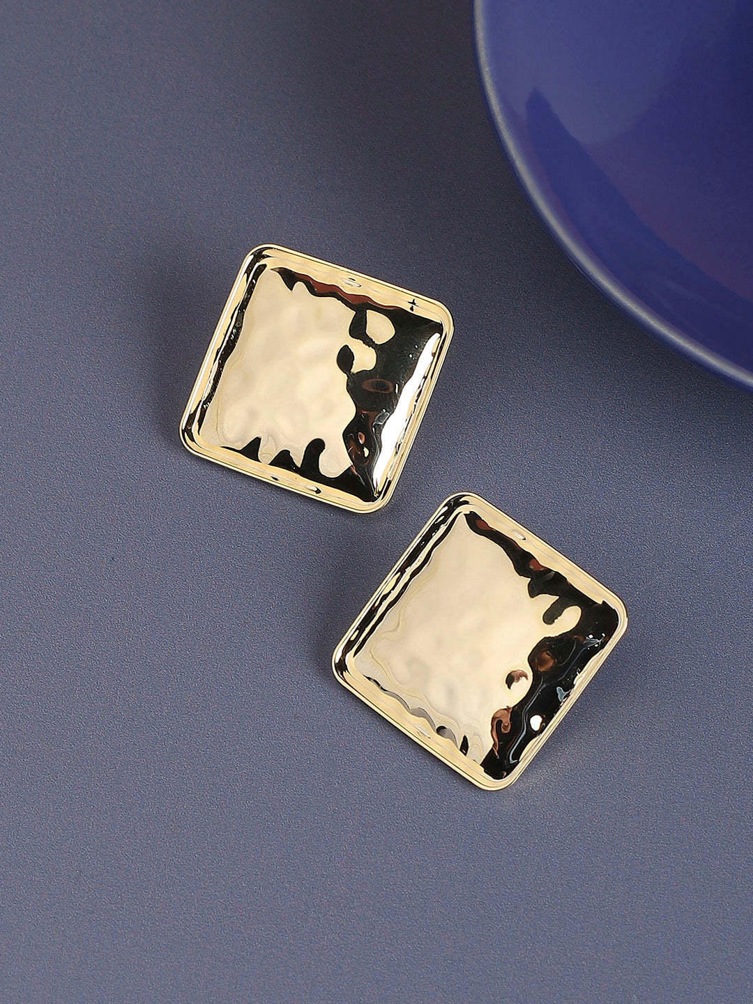 Gold-Plated Contemporary Stud Earrings