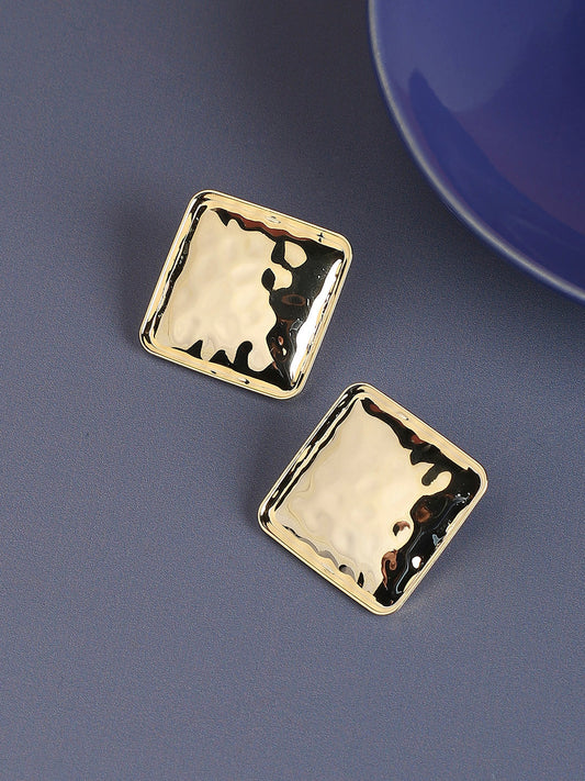 Gold-Plated Contemporary Stud Earrings