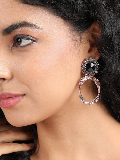 Gold-Plated Artificial Stones Contemporary Drop Earrings