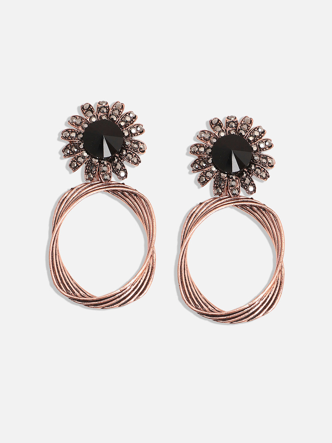 Gold-Plated Artificial Stones Contemporary Drop Earrings
