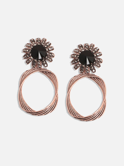 Gold-Plated Artificial Stones Contemporary Drop Earrings