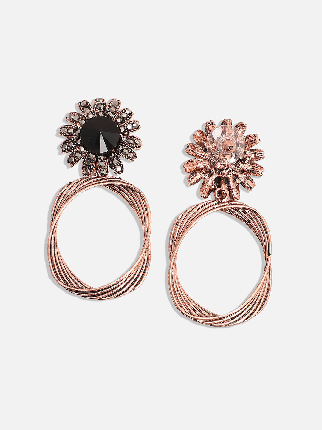Gold-Plated Artificial Stones Contemporary Drop Earrings
