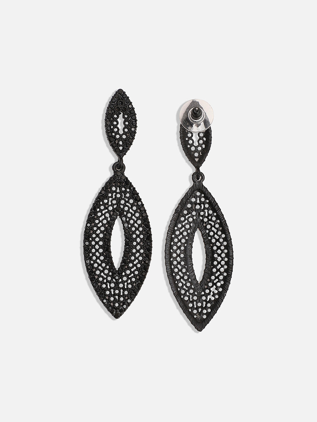 Copper-Plated Stone-Studded Contemporary Drop Earrings