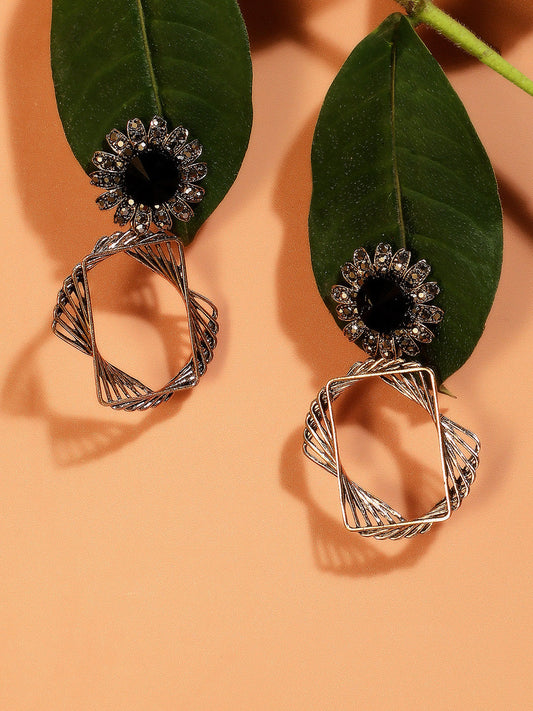Gold-Plated Floral Shaped Drop Earrings